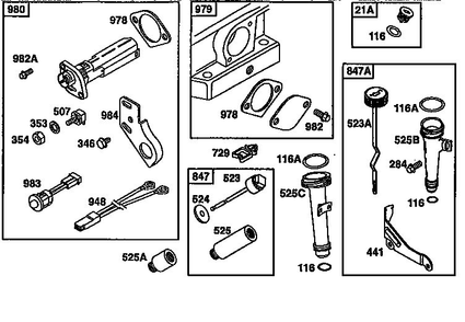 Oil Gard Kit Diagram and Parts List for 135200-135299 0679 Briggs and Stratton Engine